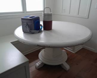 Round wood dining table