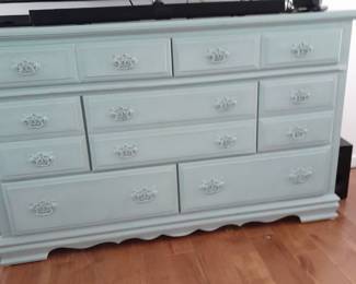 Green dresser ( television and speakers not for sale)