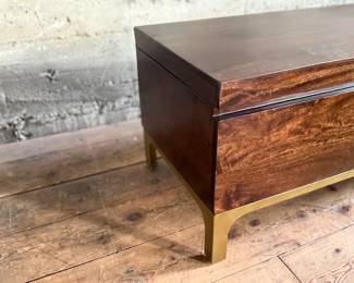 This lot features a modern provincial style flip top trunk, made of mango wood. This chest measures, 17.5” H x 51” W x 18” D.

