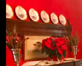 Same antique french potierre as previous photo. shown in my dining room displaying China. Could also be used as a formal coat rack in a foyer or entry Hallway.