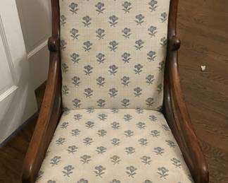 Antique Victorian upholstered cherry wood low Rocking Chair $300