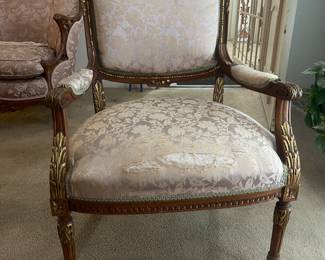 Louis XV style Arm Chair(fauteuil, Silk Damask