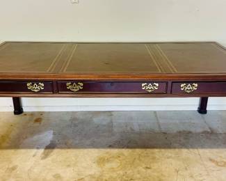 Sligh Chippendale-style Mahogany Writing Desk, With Tooled Leather Top