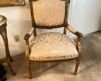 Louis XV style Arm Chair(fauteuil, Silk Damask