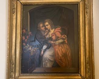 After Casper Netcher Dutch 1639-1684 Oil on Metal 16" x 12"