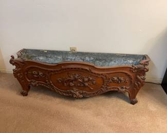 * Pair ofAntique French Jardiniere with metal liners, Carvings of fine Florals & Swags