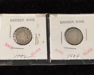 2 Silver Barber Dimes