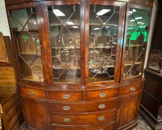 Massive Antique Mahogany Breakfront 