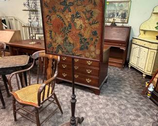 Large Needlepoint Ladies' Fire Screen