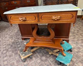 Marble Top Mahogany Table