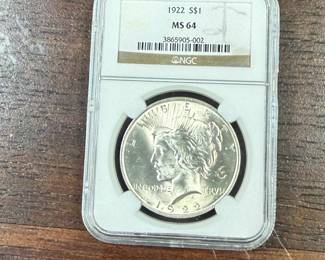 1922 Peace Silver Dollar - NGC MS64