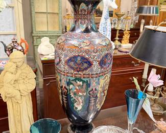 Large 24” Tall 19th c Cloisonné Japanese Vase