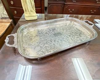 Beautiful Silverplate Tray w/ Gallery