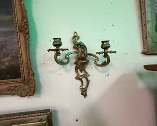 Pair Brass Candle Sconces