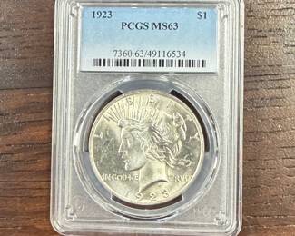 1923 Peace Silver Dollar PCGS MS63