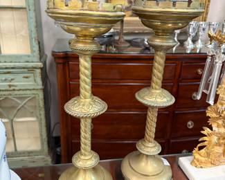 Pair of Gothic Revival Altar Candlesticks