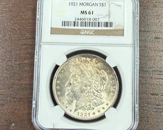 1921 Morgan Silver Dollar - NGC MS61