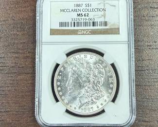 1887 Morgan Silver Dollar - NGC MS62 McLaren Collection