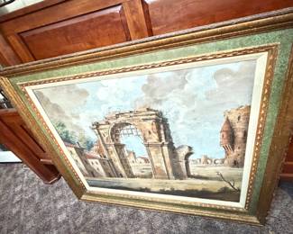 Large Oil on Canvas of Ruins by Gabellini