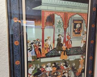 Large Framed Painting depicting Indian experiences from India. 