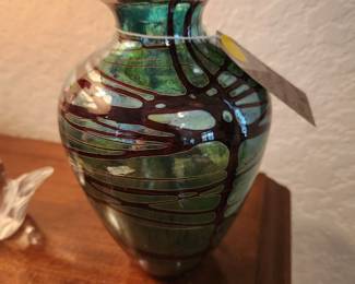 Local Blown Glass Vase by Jeff Addicott. Very nice. 