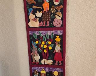 Handmade 'Quilt' Tapestry From Weya, Zimbabwe...Created by women from the Weya Textile Project. - subject 'Domestic Duties and Village Life'
