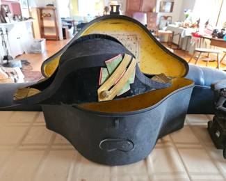 Antique Military Bicorne Hat & Case ~ Portuguese
