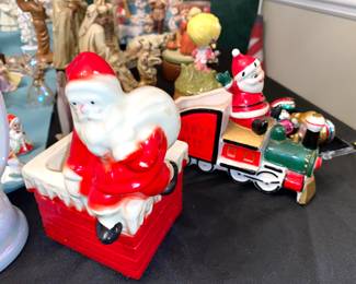 Vintage 1950s Holt Howard Santa Train Planter