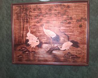 B Joseph Asian birds painting 