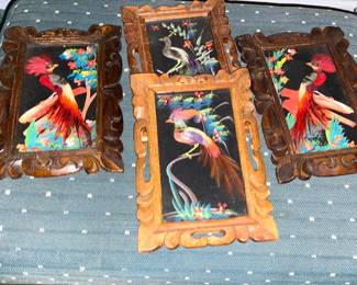 Vintage feather bird art 