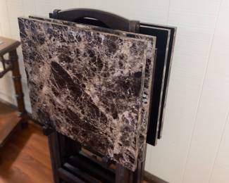 Marble tv trays and stand 