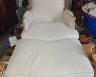 Ethan Allen matelasse chair and ottoman