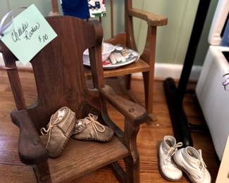 Antique Children's Rockers - vintage children's shoes and moccasins