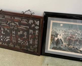 KVS053 - Print By Lao Si & Chinese Hand-Carved Wall Panel