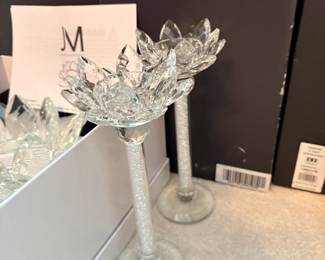 Crystal lotus flower candle holder set
