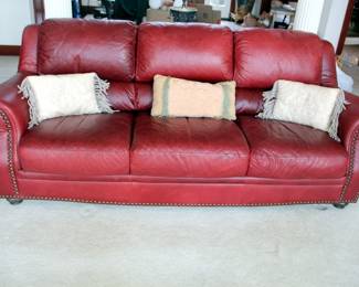 1 0f 2 -Natuzzi Burgandy Leather Sofas


