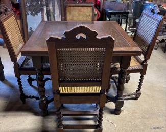 Barley twist pub table with 4 barley twist chairs. 