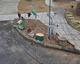 Various yard art and pots