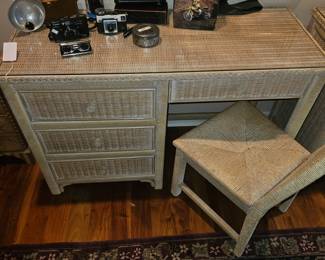 Henry Link Wicker Desk with chair