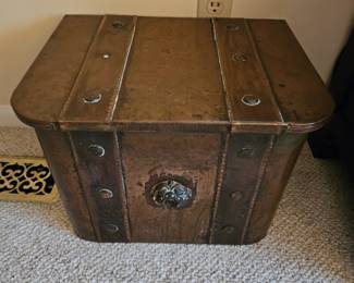Antique Heavy Copper coal box with removable insert