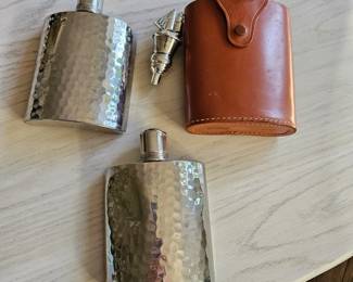 Silver flasks w/ case
