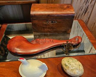 Antique trinket box,  Patu (hand weapon from New Zealand 