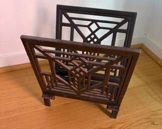 Vintage Frank Lloyd Wright design Lake Geneva metal magazine rack