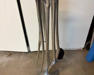 Umbra Italian 'Fuego' cast aluminum fireplace tool set, ca 1980