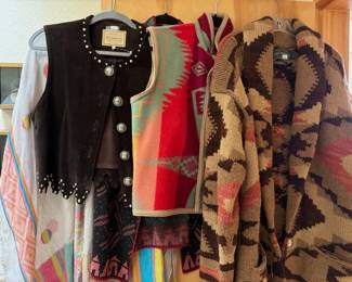 A closet full of great women's clothing - Double D, Pendleton, Eileen Fisher, Ralph Lauren; sizes small to large, shoes 6 1/2 - 7