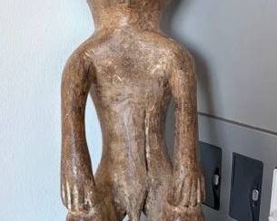 Vintage African 17" wooden Katanda figurine, Lega, Republic of Congo, ca 1950