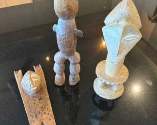 Vintage African carved wooden katanda figurines, Lega, Republic of Congo, ca 1950