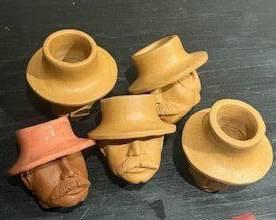 Oaxacan pottery candleholders, set/5