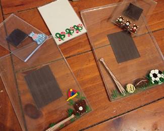 Collection of hand-painted magnet photo frames (many more than pictured here.)