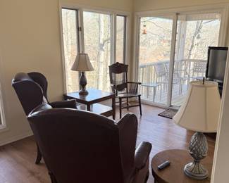 two Vintage red leather wing Backs